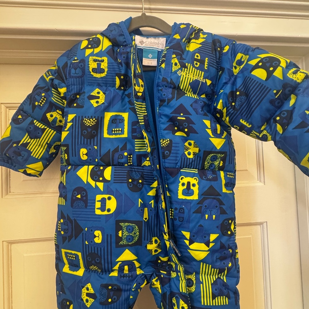 Columbia Fun Blue and Neon Onesie Snowsuit Winter 12-18M